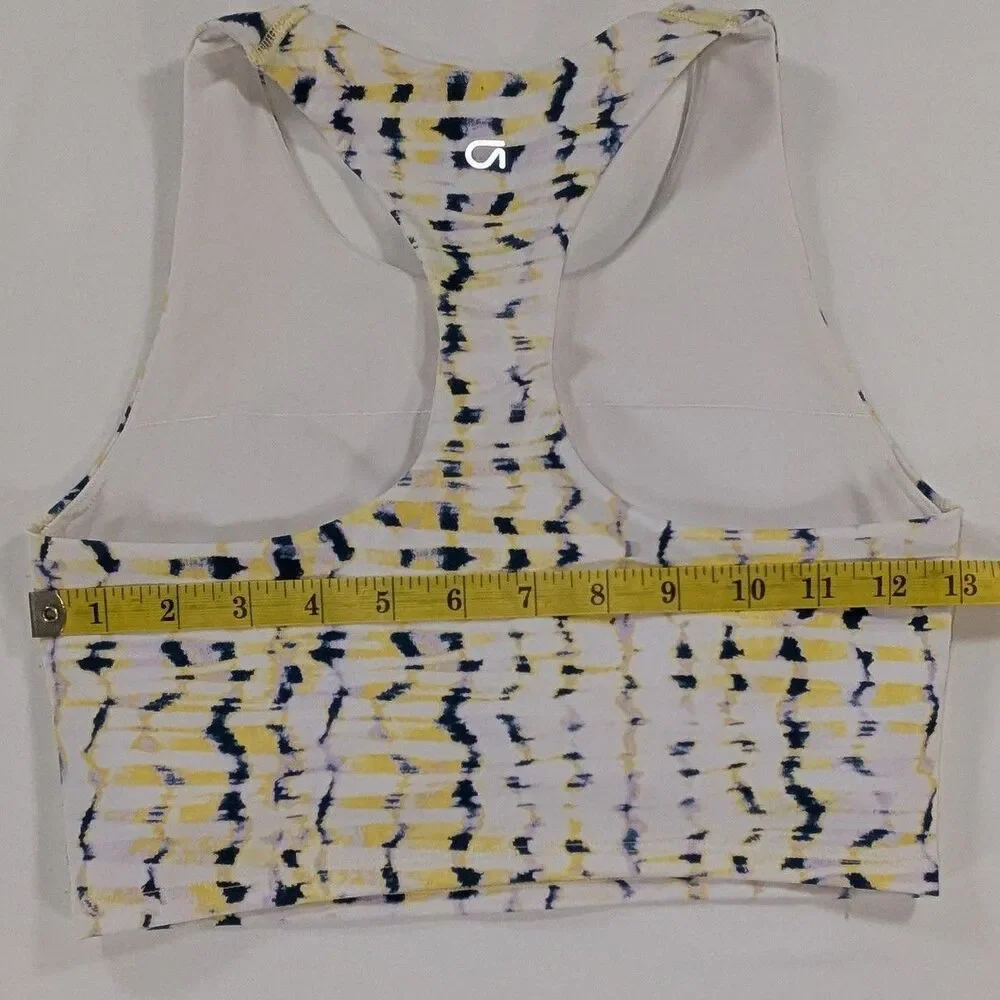 GapFit Blackout Tech Crop Top Sports Bra Racer Back Sz XS Multi color